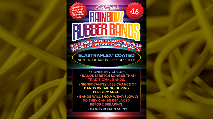 Joe Rindfleisch's SIZE 16 Rainbow Rubber Bands (Russell Leeds -Yellow ) by Joe Rindfleisch - Trick