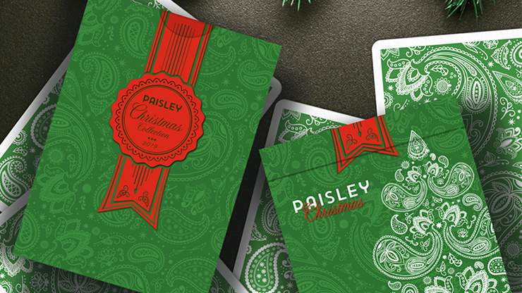Paisley Metallic Green Christmas Playing Cards by Dutch Card House Company